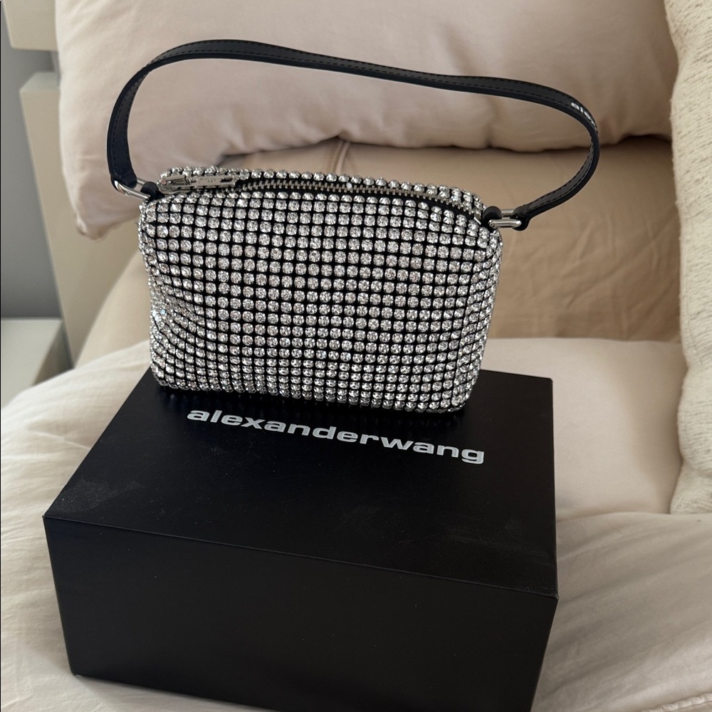 Alexander Wang Black and Silver Crystal Clutch
